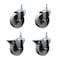 Service Caster 4 Inch Semi Steel 38 Inch Threaded Stem Caster Set 2 Brakes SCC SCC-TS20S414-SSS-381615-2-PLB-2 - alternate 1